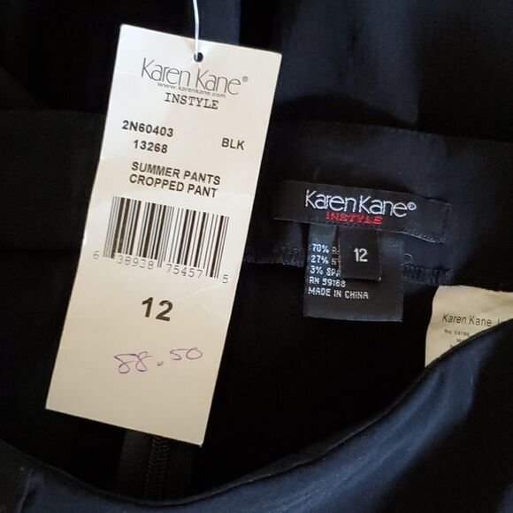 Karen Kane Black Stretchy Kick Flare Pants with Turquoise Studs Size 12 - Picture 6 of 12